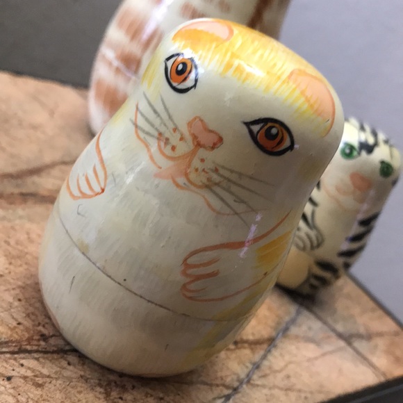 Vintage Wood Nesting Cat/Kitten Decor - Picture 5 of 12